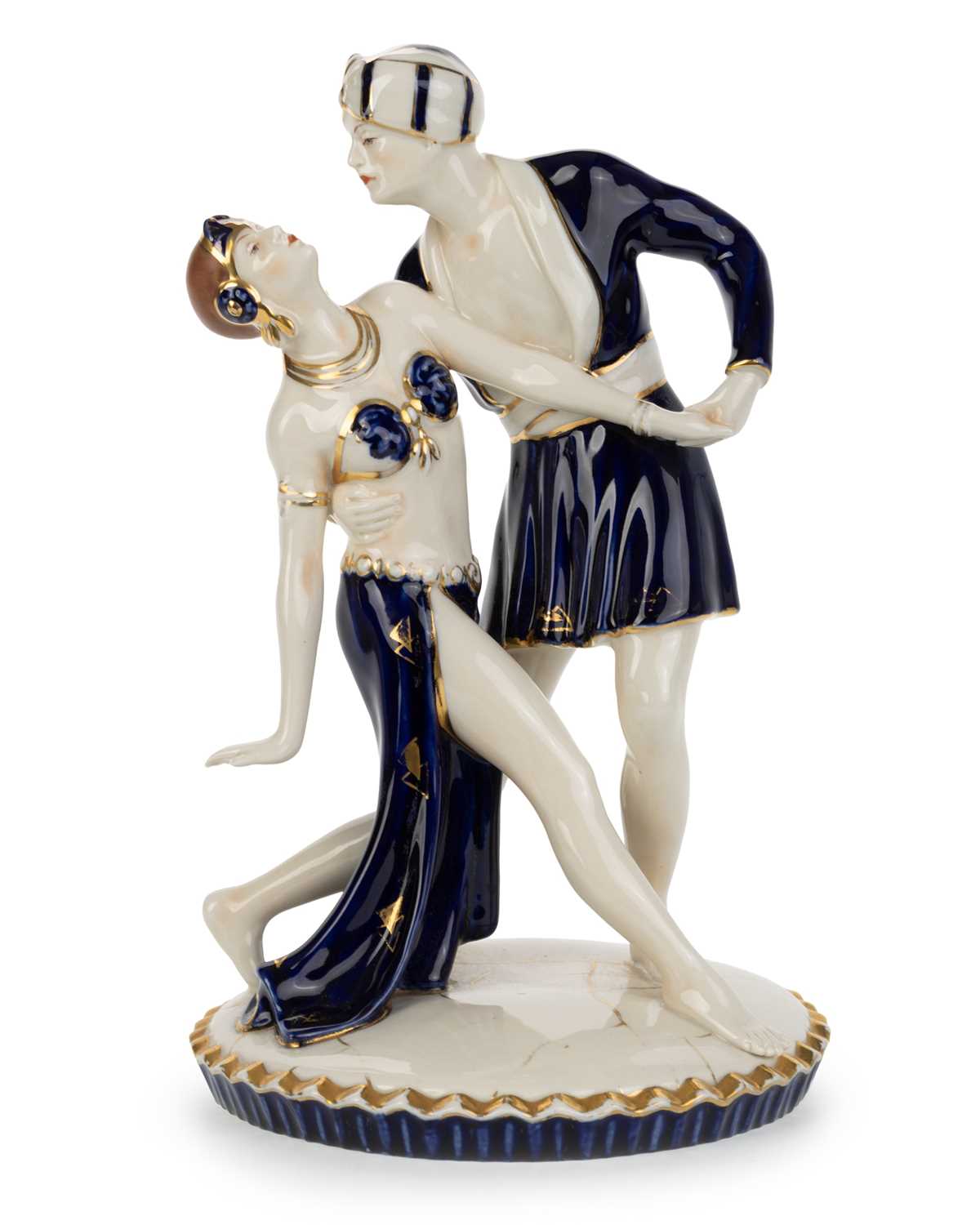 Lot 1310 - ROYAL DUX ART DECO FIGURE GROUP OF TWO DANCERS