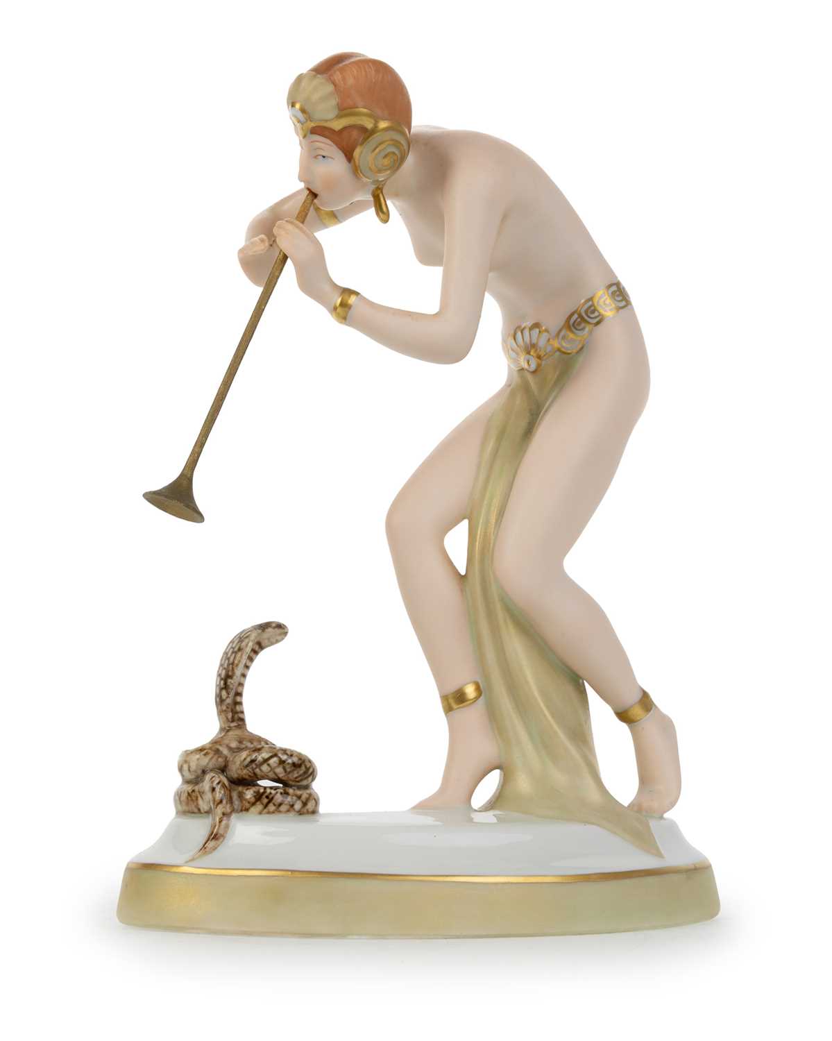 Lot 1312 - ROYAL DUX FIGURE OF THE SNAKE CHARMER
