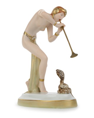 Lot 1312 - ROYAL DUX FIGURE OF THE SNAKE CHARMER
