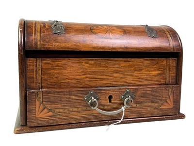 Lot 65 - VICTORIAN OAK STATIONARY CASKET