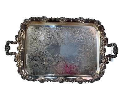 Lot 104 - SILVER PLATED SERVING TRAY