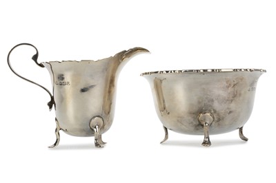 Lot 18 - GEORGE V SILVER SUGAR AND CREAM SET