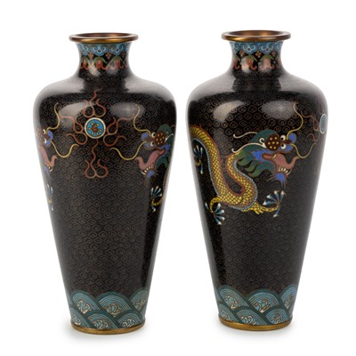 Lot 792 - PAIR OF JAPANESE CLOISONNE VASES