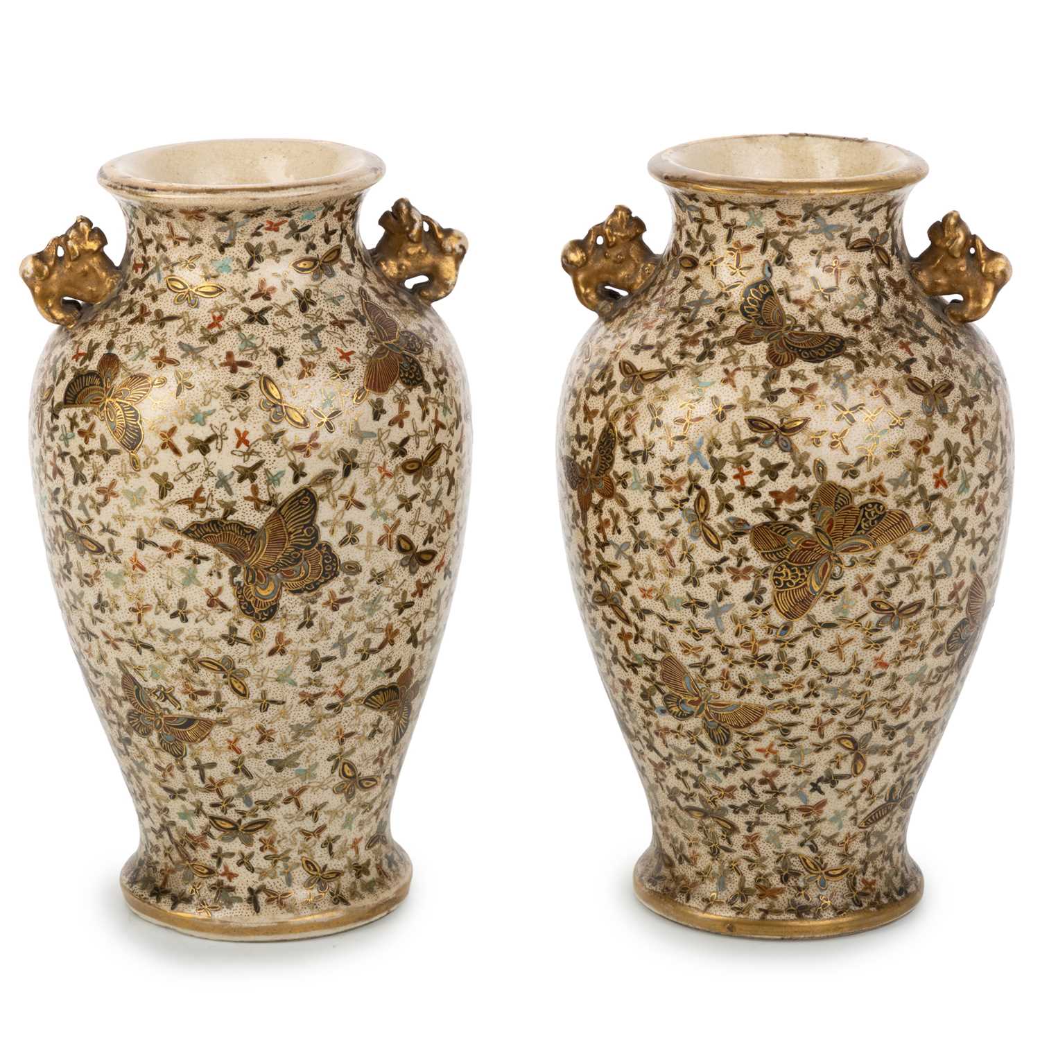 Lot 801 - PAIR OF JAPANESE SATSUMA VASES