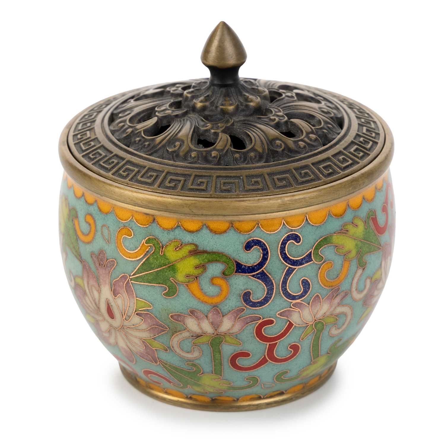 Lot 804 - CHINESE CLOISONNE ENAMEL POT POURRI JAR