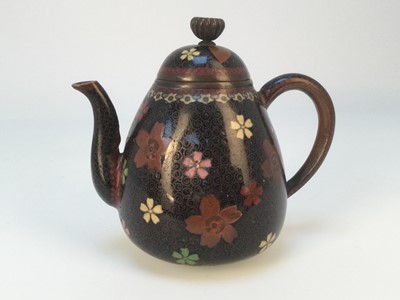 Lot 807 - JAPANESE CLOISONNE ENAMEL MINIATURE TEAPOT
