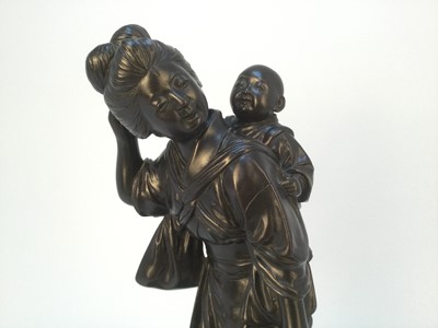 Lot 817 - JAPANESE BRONZE FIGURE OF A GEISHA