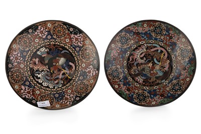 Lot 830 - PAIR OF JAPANESE CLOISONNE ENAMEL CHARGERS