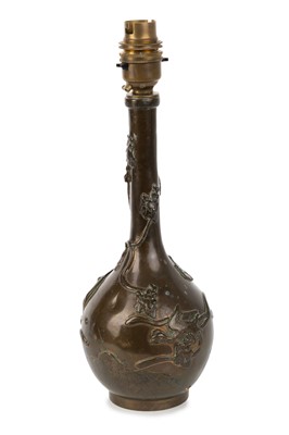 Lot 838 - JAPANESE BRONZE BOTTLE VASE LAMP
