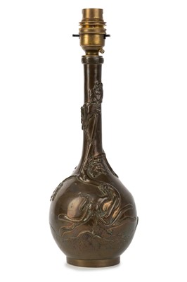 Lot 838 - JAPANESE BRONZE BOTTLE VASE LAMP