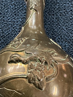 Lot 838 - JAPANESE BRONZE BOTTLE VASE LAMP