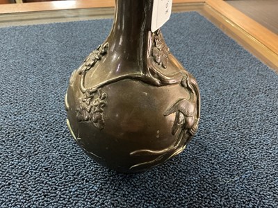 Lot 838 - JAPANESE BRONZE BOTTLE VASE LAMP