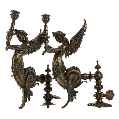 Lot 1428 - PAIR OF VICTORIAN BRONZE BANISTER POST GAS LIGHTS