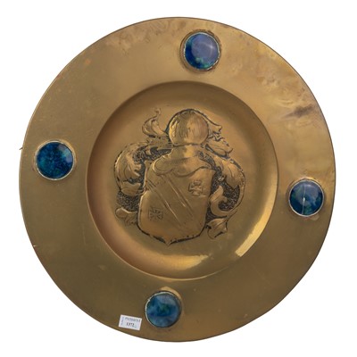 Lot 1372 - TWO BRASS ARTS & CRAFTS CHARGERS