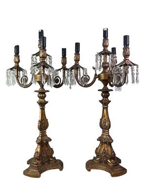 Lot 1482 - LARGE PAIR OF BAROQUE STYLE TABLE CANDELABRA