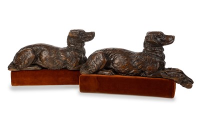 Lot 1485 - PAIR OF EARLY VICTORIAN OAK CARVINGS OF DOGS