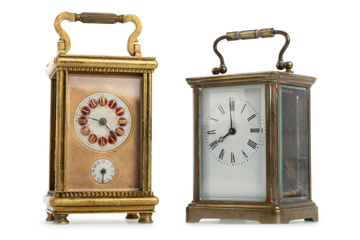 Lot 994 - TWO BRASS CARRIAGE CLOCKS