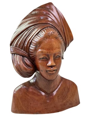 Lot 446 - PAIR OF BURMESE CARVED HARDWOOD BUSTS