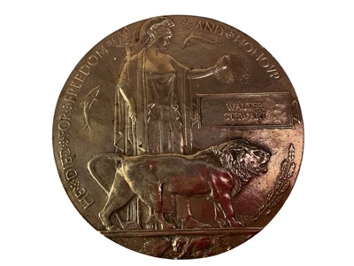 Lot 317 - WWI BRONZE DEATH PLAQUE
