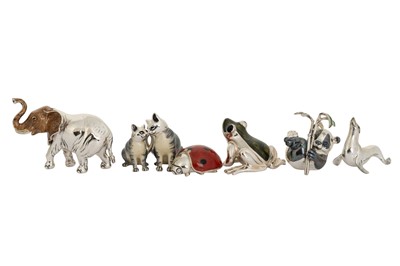 Lot 20 - SIX CONTEMPORARY SATURNO SILVER AND ENAMEL ANIMAL FIGURES