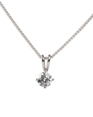 Lot 666 - DIAMOND SOLITAIRE PENDANT ON CHAIN