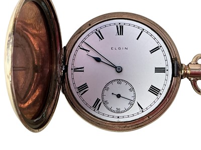 Lot 383 - ELGIN GOLD PLATED HUNTER CASED POCKET WATCH
