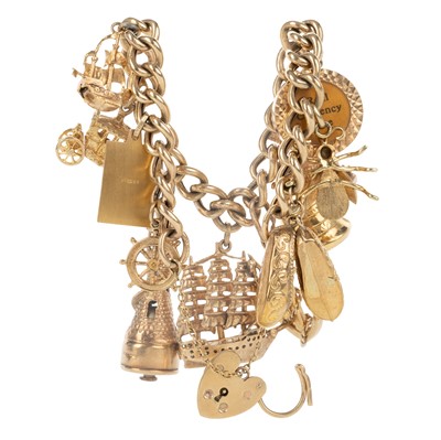 Lot 667 - GOLD CHARM BRACELET