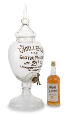 Lot 1344 - VICTORIAN GLASS ADVERTISING WHISKY DISPENSER