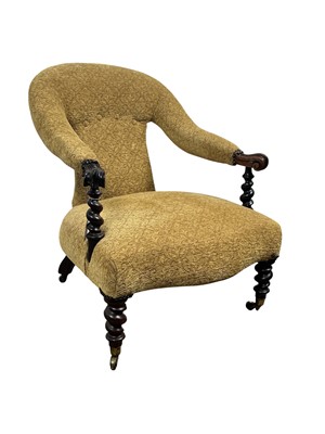 Lot 461 - VICTORIAN MAHOGANY FRAMED NURSING CHAIR