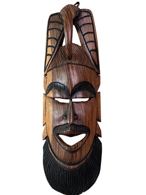 Lot 396 - AFRICAN CARVED WALL HANGING MASK