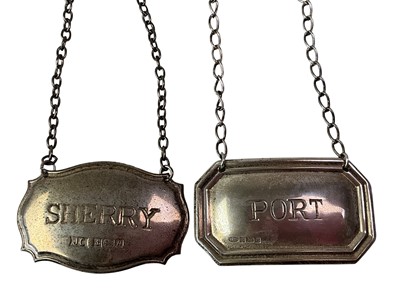 Lot 471 - TWO SILVER DECANTER LABELS