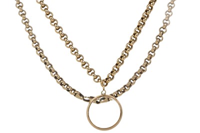 Lot 685 - GOLD WEDDING BAND ON CHAIN