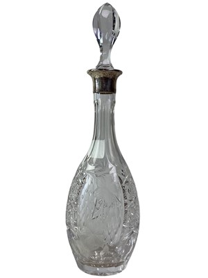 Lot 451 - SILVER COLLARED GLASS DECANTER