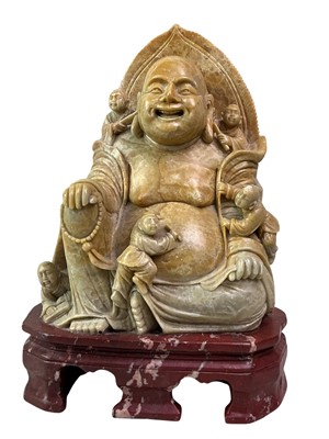 Lot 422 - CHINESE SOAPSTONE BUDDHA