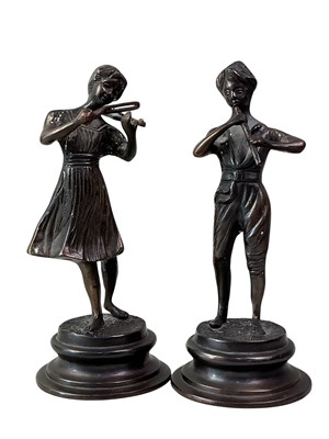 Lot 446 - PAIR OF BRONZED FIGURES