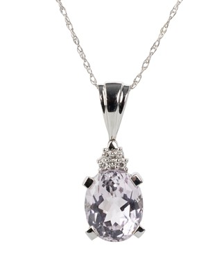 Lot 771 - MORGANITE AND DIAMOND PENDANT ON CHAIN