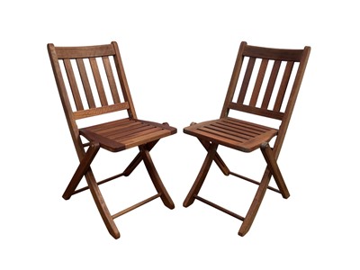 Lot 564 - FOUR TEAK FOLDING GARDEN CHAIRS