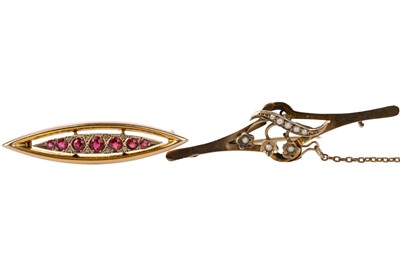 Lot 707 - TWO GOLD BAR BROOCHES