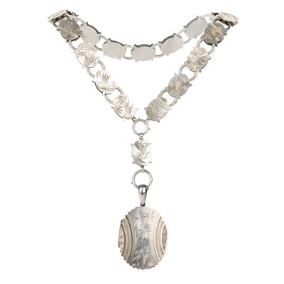 Lot 710 - IMPRESSIVE VICTORIAN SILVER LOCKET ON CHAIN