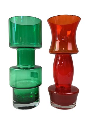 Lot 610 - THREE SWEDISH RETRO GLASS VASES