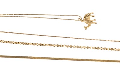 Lot 780 - FOUR GOLD NECK CHAINS