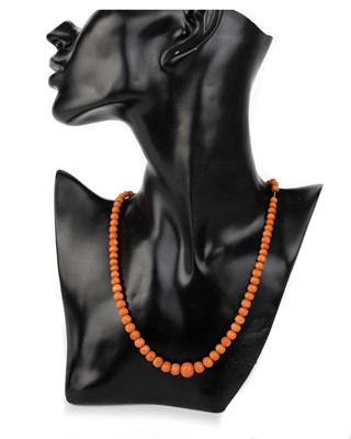 Lot 747 - TWO CORAL BEAD NECKLACES