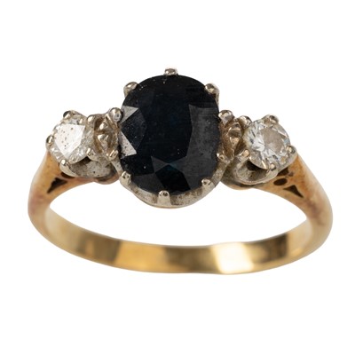 Lot 453A - SAPPHIRE AND DIAMOND THREE STONE RING
