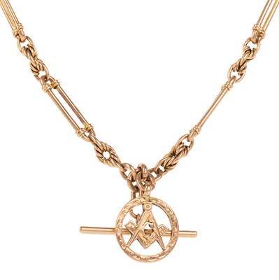Lot 486A - GOLD LONG LINK ALBERT CHAIN