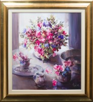 Lot 35 - * ETHEL WALKER, SWEET PEAS AND SILVER mixed...