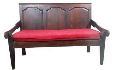 Lot 1358 - GEORGIAN MAHOGANY STAINED HALL SETTLE