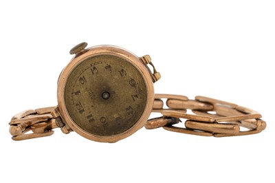 Lot 801 - NINE CARAT GOLD MANUAL WIND WRIST WATCH