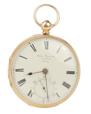 Lot 920 - EIGHTEEN CARAT GOLD OPEN FACE POCKET WATCH
