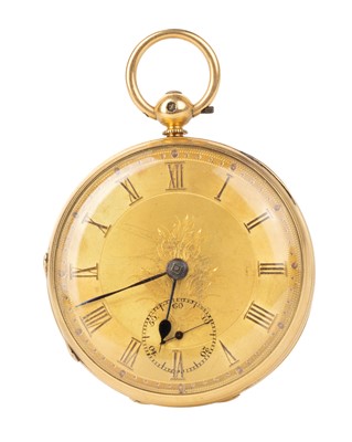 Lot 921 - VICTORIAN EIGHTEEN CARAT GOLD OPEN FACE POCKET WATCH