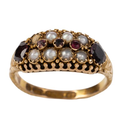 Lot 519A - VICTORIAN RUBY AND PEARL RING